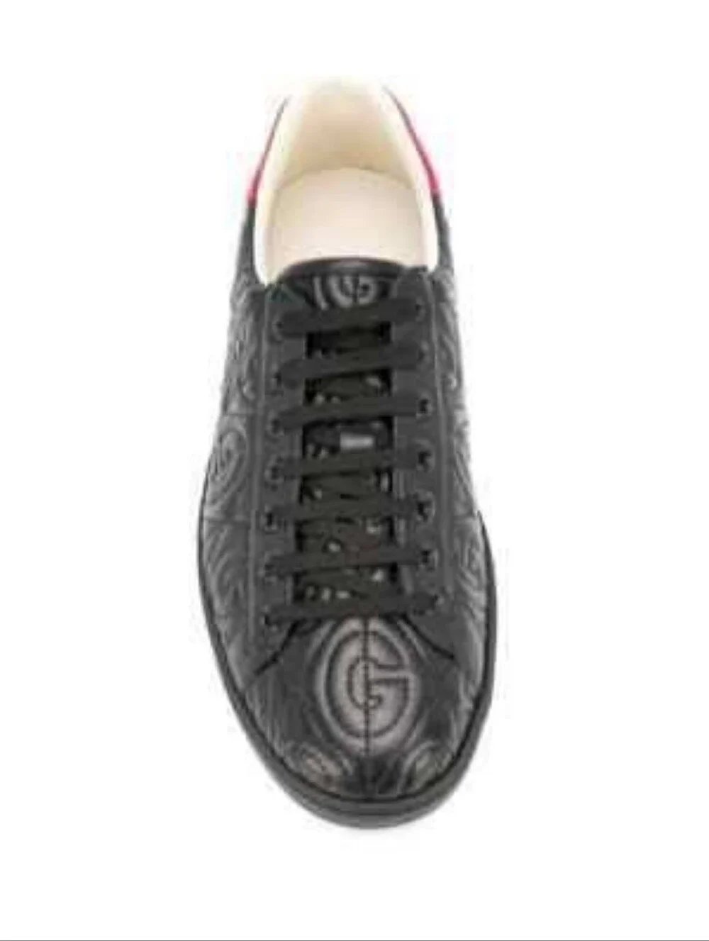 Gucci Men's Ace Rhombus Stitched GG Leather Sneakers